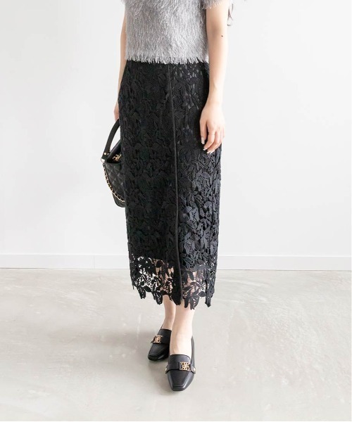 RANDA(ランダ)の「ケミカルレースミモレ丈スカート(スカート・レディース・ピンク/パープル/ブラック・0/1)」の22枚目の写真