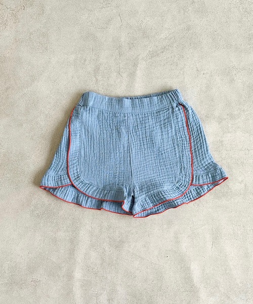 CALMIA(カルミア)の「Wガーゼフリルキュロットパンツ(80~150cm)(その他パンツ・キッズ・ライトブルー/ラベンダー/レッド/オフホワイト・150/140/130/120/110/100/90/80)」の2枚目の写真