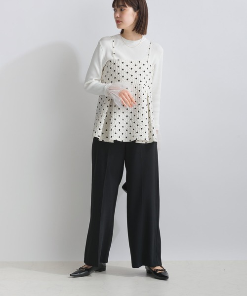 サッカーフレアキャミソール WEB限定】サッカーストライプギャザーキャミソール