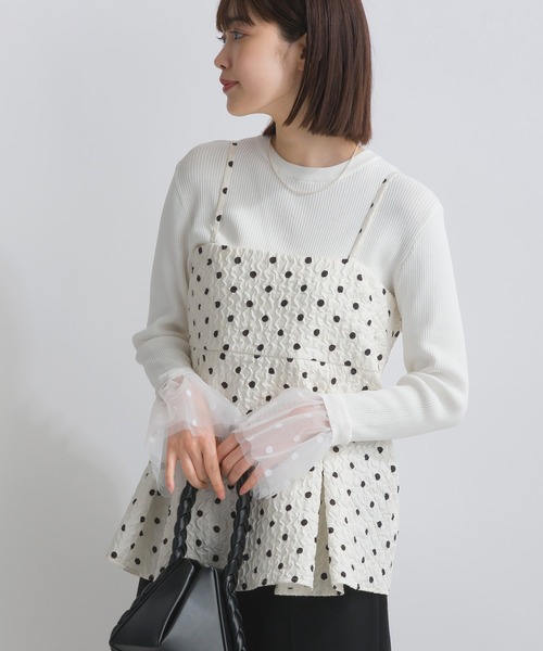 PICCIN（ピッチン）の「サッカードットキャミソール（キャミソール・レディース・ブラック/オフホワイト・M）」の10枚目の写真