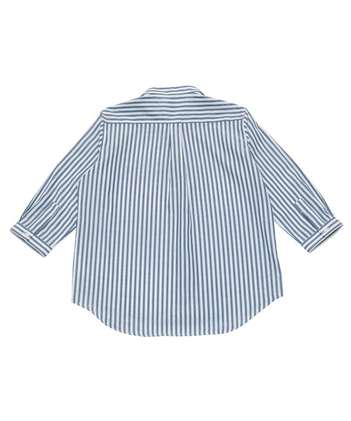 Pitta Re:)（ピッタリ）の「綿100% Wガーゼ スタンドカラー 七分袖カジュアルシャツ（シャツ/ブラウス・レディース・ネイビー×ホワイト・LL/L/M/S）」の4枚目の写真