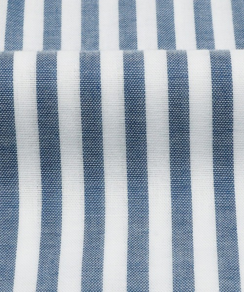 Pitta Re:)（ピッタリ）の「綿100% Wガーゼ スタンドカラー 七分袖カジュアルシャツ（シャツ/ブラウス・レディース・ネイビー×ホワイト・LL/L/M/S）」の2枚目の写真
