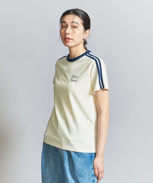 WAVE UNION(ウェーブユニオン)の「【別注】<WAVE UNION>フットボール ロゴ Tシャツ(Tシャツ/カットソー・レディース・オフホワイト・FREE)」の5枚目の写真