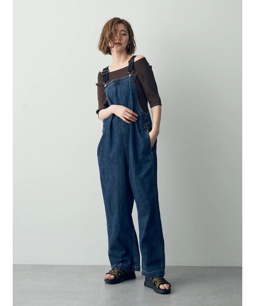【セール】綿麻デニムサロペット（サロペット/オーバーオール）｜Editt by YECCA VECCA（エディットバイイェッカヴェッカ）