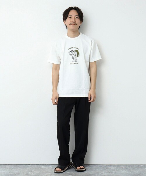 NOLLEY’S（ノーリーズ）の「BACKPACKING CHALLENGE ナマケモノ プリントTシャツ（Tシャツ/カットソー・メンズ・ロイヤルブルー/ホワイト/チャコールグレー/グレイッシュベージュ・S/M/L）」の10枚目の写真