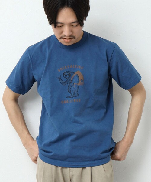 NOLLEY’S（ノーリーズ）の「BACKPACKING CHALLENGE ナマケモノ プリントTシャツ（Tシャツ/カットソー・メンズ・ロイヤルブルー/ホワイト/チャコールグレー/グレイッシュベージュ・S/M/L）」の16枚目の写真