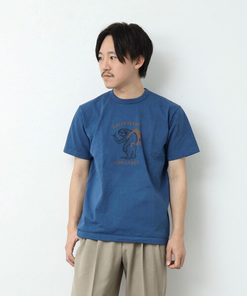 NOLLEY’S（ノーリーズ）の「BACKPACKING CHALLENGE ナマケモノ プリントTシャツ（Tシャツ/カットソー・メンズ・ロイヤルブルー/ホワイト/チャコールグレー/グレイッシュベージュ・S/M/L）」の18枚目の写真