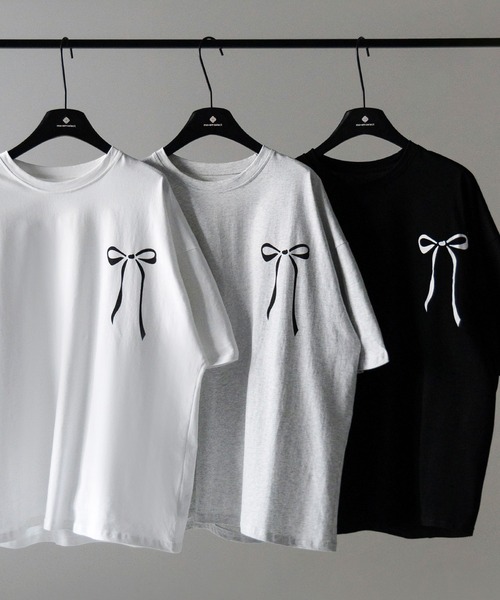 セール】※※【 3color 】半袖リボンプリントバレエコアビッグTシャツ