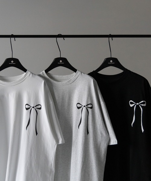 me+em select(ミームセレクト)の「※※【 3color 】半袖リボンプリントバレエコアビッグTシャツ / short sleeve ribbon print ballet core big Tee(Tシャツ/カットソー・レディース・ブラック/グレー/ホワイト・FREE)」の5枚目の写真