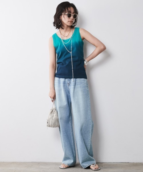 CHIC STYLE(シックスタイル)の「 段染めタンクトップ <大きいサイズ有>シックスタイル(キャミソール・レディース・グリーン系/ブラウン系/パープル系・3L/LL/L/M/5L/4L)」の4枚目の写真