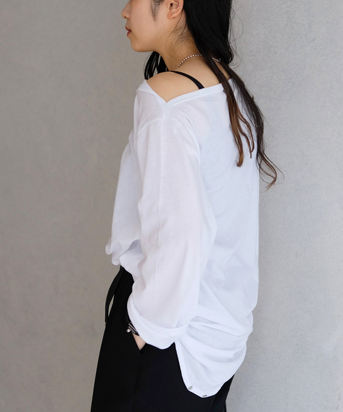 AP STUDIO（エーピーストゥディオ）の「【TanC TOKYO/タンクトウキョウ】アシンメトリーロングスリーブTシャツ（Tシャツ/カットソー・レディース・ブラック/ホワイト・FREE）」の3枚目の写真