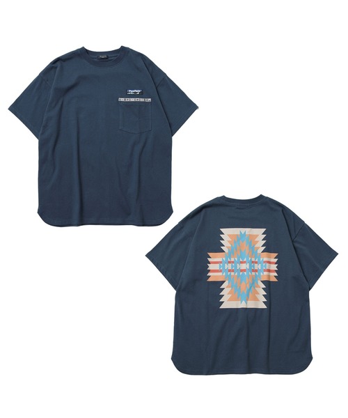 PEN FIELD(ペンフィールド)の「【Penfield】【防汚加工】ネイティブ柄バックプリント半袖Tシャツ(Tシャツ/カットソー・キッズ・オートミール/オレンジ/ネイビー・170cm/160cm/150cm/140cm)」の1枚目の写真