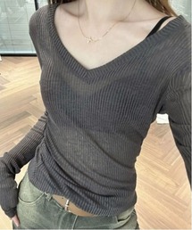 透かし編み ニット プルオーバートップス【薄手】