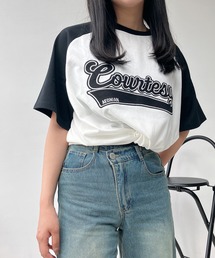 AS KNOW AS plus（アズノゥアズプラス）の「◎カレッジロゴ オーバーサイズ ラグラン半袖Tシャツ（Tシャツ/カットソー）」