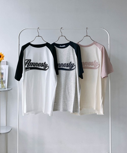 AS KNOW AS plus（アズノゥアズプラス）の「◎カレッジロゴ オーバーサイズ ラグラン半袖Tシャツ（Tシャツ/カットソー・レディース・ブラック系/ピンク系/ネイビー系/ピンク系1/ブラック系1/ネイビー系1/グリーン系1・FREE）」の10枚目の写真