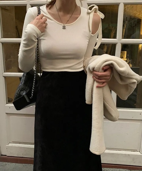 Dita Muaj.(ディータムアージュ)の「ショルダーリボンバレエトップス(Tシャツ/カットソー・レディース・ホワイト/パープル・M/L)」の17枚目の写真