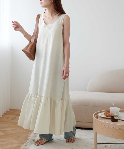 DISCOAT（ディスコート）の「レーヨンリネン深Vジャンスカ（ワンピース・レディース・ブラック/ライム/ホワイト系その他・FREE）」の10枚目の写真