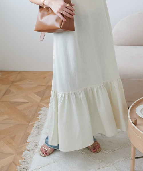 DISCOAT（ディスコート）の「レーヨンリネン深Vジャンスカ（ワンピース・レディース・ブラック/ライム/ホワイト系その他・FREE）」の15枚目の写真