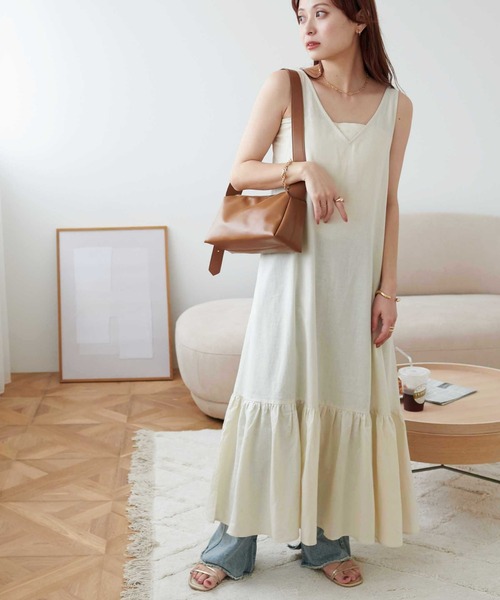 DISCOAT（ディスコート）の「レーヨンリネン深Vジャンスカ（ワンピース・レディース・ブラック/ライム/ホワイト系その他・FREE）」の11枚目の写真