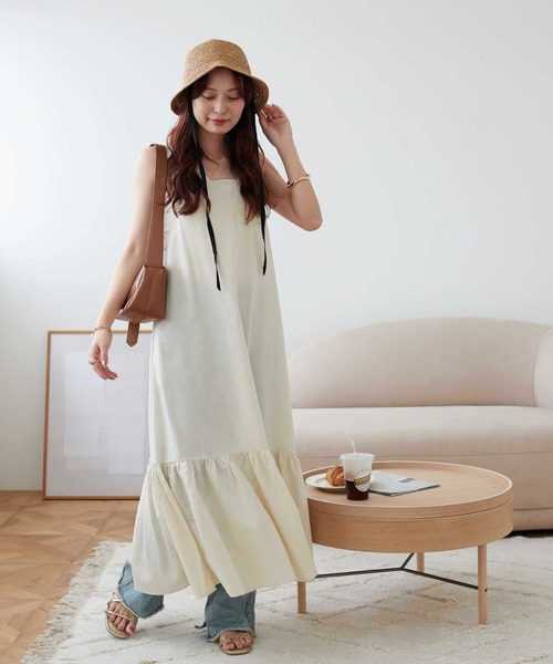 DISCOAT（ディスコート）の「レーヨンリネン深Vジャンスカ（ワンピース・レディース・ブラック/ライム/ホワイト系その他・FREE）」の12枚目の写真