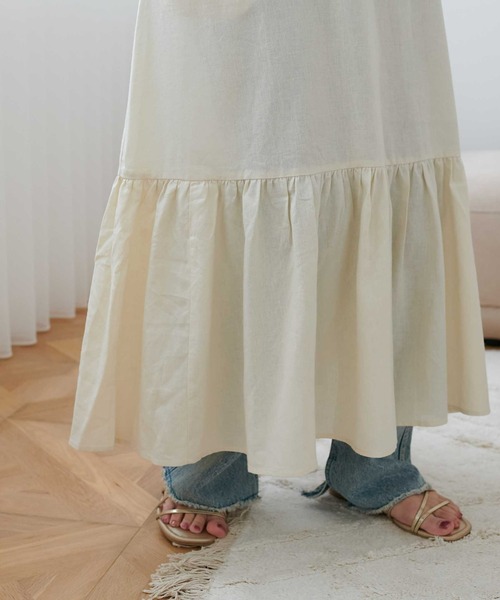 DISCOAT（ディスコート）の「レーヨンリネン深Vジャンスカ（ワンピース・レディース・ブラック/ライム/ホワイト系その他・FREE）」の17枚目の写真