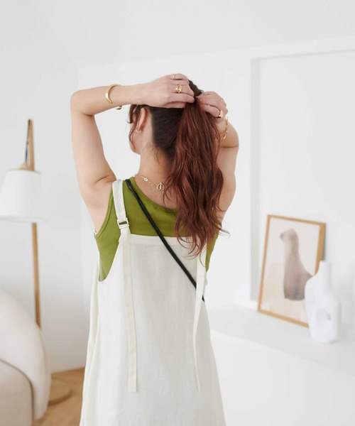 DISCOAT（ディスコート）の「レーヨンリネン深Vジャンスカ（ワンピース・レディース・ブラック/ライム/ホワイト系その他・FREE）」の7枚目の写真