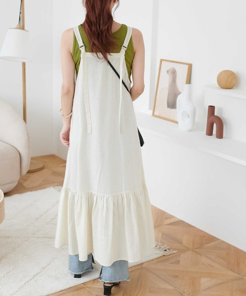 DISCOAT（ディスコート）の「レーヨンリネン深Vジャンスカ（ワンピース・レディース・ブラック/ライム/ホワイト系その他・FREE）」の8枚目の写真