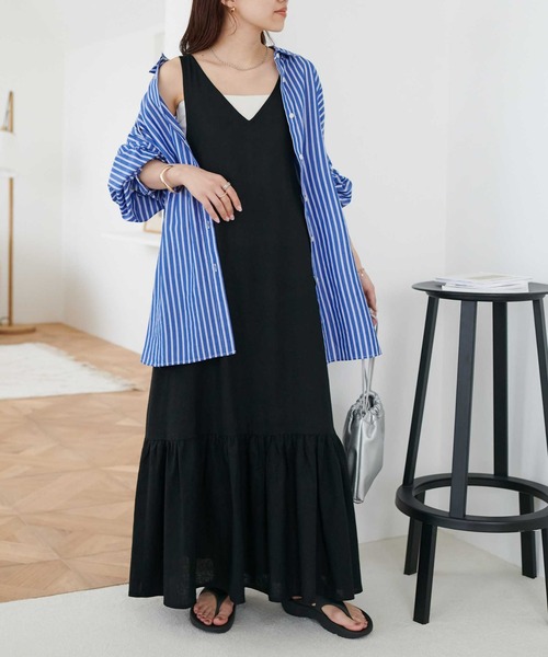 DISCOAT（ディスコート）の「レーヨンリネン深Vジャンスカ（ワンピース・レディース・ブラック/ライム/ホワイト系その他・FREE）」の21枚目の写真