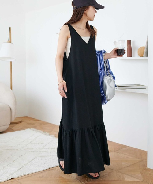 DISCOAT（ディスコート）の「レーヨンリネン深Vジャンスカ（ワンピース・レディース・ブラック/ライム/ホワイト系その他・FREE）」の20枚目の写真