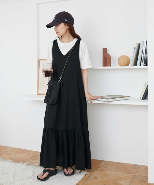 DISCOAT（ディスコート）の「レーヨンリネン深Vジャンスカ（ワンピース・レディース・ブラック/ライム/ホワイト系その他・FREE）」の22枚目の写真