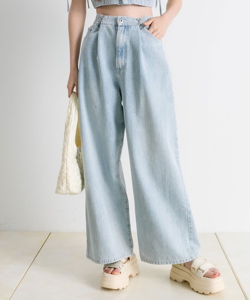ディーゼル オリーブ色 ワイドパンツ S-LLsize》ストレッチベイカーワイドパンツ【洗濯機洗い可】（6