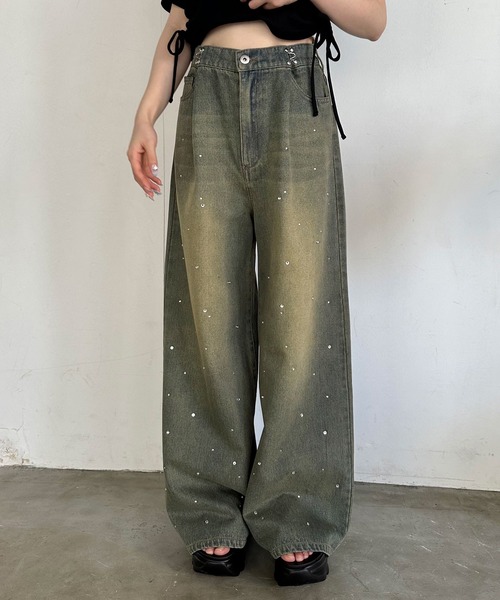 OLIVE des OLIVE(オリーブデオリーブ)の「ウエストホックワイドデニムパンツ(その他パンツ・レディース・サックスブルー/ブルー系その他/ブラック系その他/ブルー・SMALL/MEDIUM)」の3枚目の写真