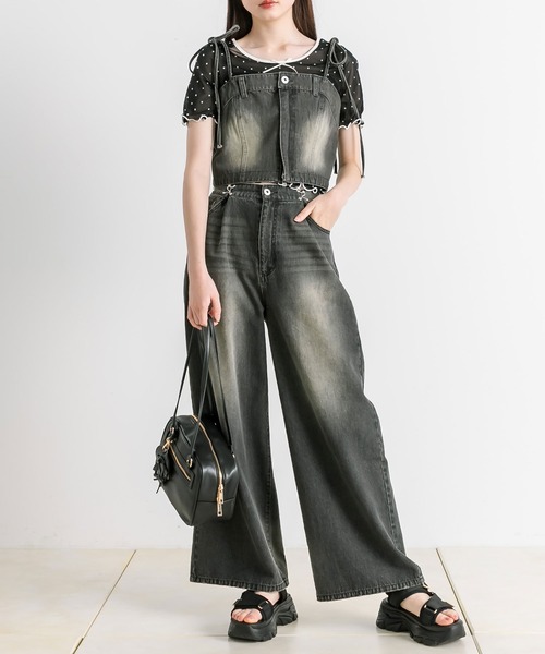 OLIVE des OLIVE(オリーブデオリーブ)の「ウエストホックワイドデニムパンツ(その他パンツ・レディース・サックスブルー/ブルー系その他/ブラック系その他/ブルー・SMALL/MEDIUM)」の12枚目の写真