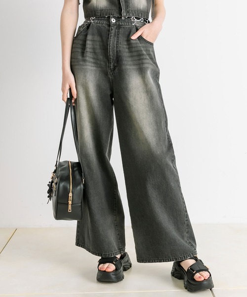 OLIVE des OLIVE(オリーブデオリーブ)の「ウエストホックワイドデニムパンツ(その他パンツ・レディース・サックスブルー/ブルー系その他/ブラック系その他/ブルー・SMALL/MEDIUM)」の15枚目の写真