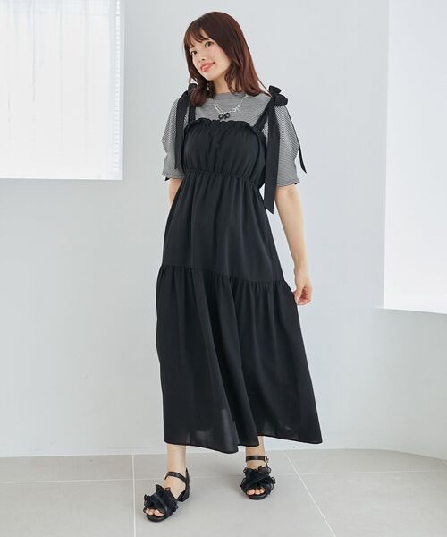 MAJESTIC LEGON（マジェスティックレゴン）の「肩リボンキャミワンピース（ワンピース・レディース・ブラック/アイボリー/ホワイト系その他2・MEDIUM/SMALL/X-SMALL）」の3枚目の写真