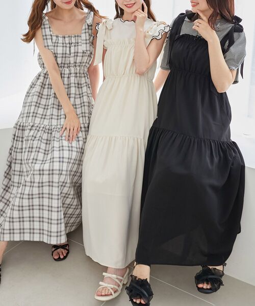 MAJESTIC LEGON（マジェスティックレゴン）の「肩リボンキャミワンピース（ワンピース・レディース・ブラック/アイボリー/ホワイト系その他2・MEDIUM/SMALL/X-SMALL）」の4枚目の写真