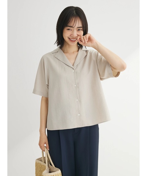 Green　Parks（グリーンパークス）の「接触冷感　開襟シャツ（シャツ/ブラウス・レディース・ライトベージュ/グリーン/モカ・FREE）」の12枚目の写真