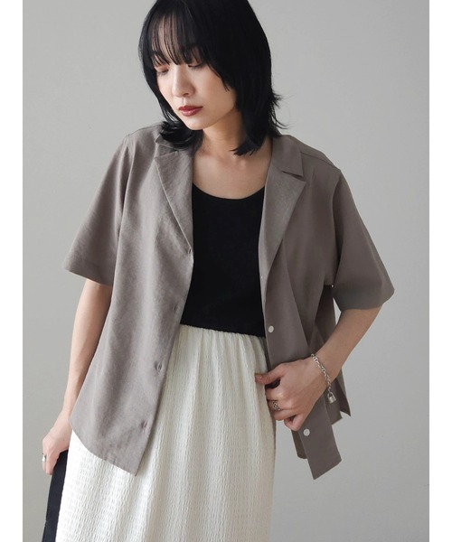 Green　Parks（グリーンパークス）の「接触冷感　開襟シャツ（シャツ/ブラウス・レディース・ライトベージュ/グリーン/モカ・FREE）」の7枚目の写真