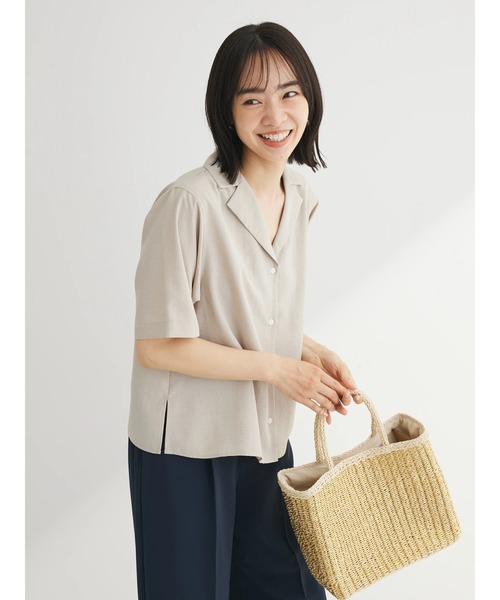 Green　Parks（グリーンパークス）の「接触冷感　開襟シャツ（シャツ/ブラウス・レディース・ライトベージュ/グリーン/モカ・FREE）」の14枚目の写真