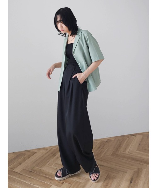 Green　Parks（グリーンパークス）の「接触冷感　開襟シャツ（シャツ/ブラウス・レディース・ライトベージュ/グリーン/モカ・FREE）」の21枚目の写真