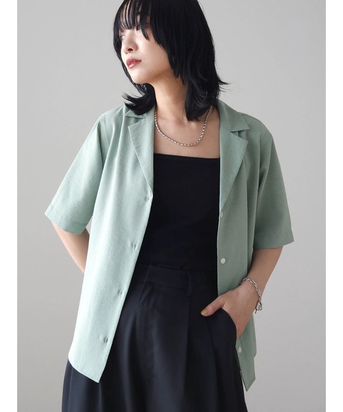 Green　Parks（グリーンパークス）の「接触冷感　開襟シャツ（シャツ/ブラウス・レディース・ライトベージュ/グリーン/モカ・FREE）」の22枚目の写真