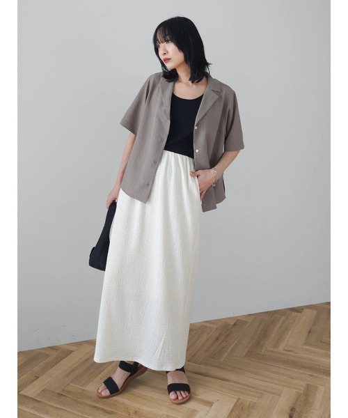 Green　Parks（グリーンパークス）の「接触冷感　開襟シャツ（シャツ/ブラウス・レディース・ライトベージュ/グリーン/モカ・FREE）」の5枚目の写真