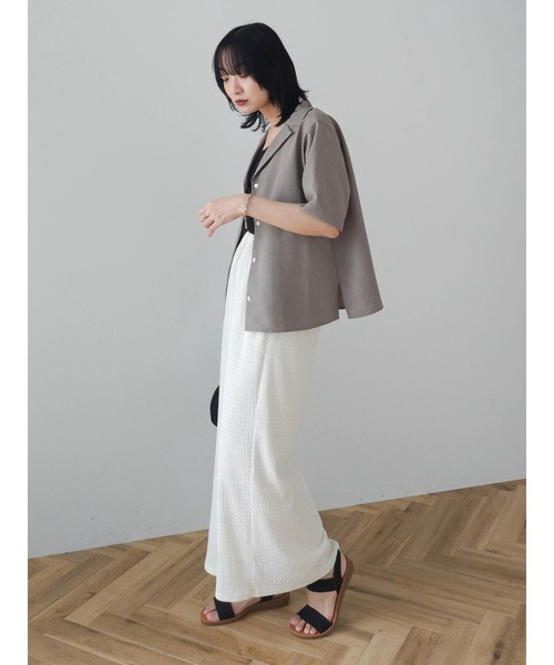 Green　Parks（グリーンパークス）の「接触冷感　開襟シャツ（シャツ/ブラウス・レディース・ライトベージュ/グリーン/モカ・FREE）」の6枚目の写真