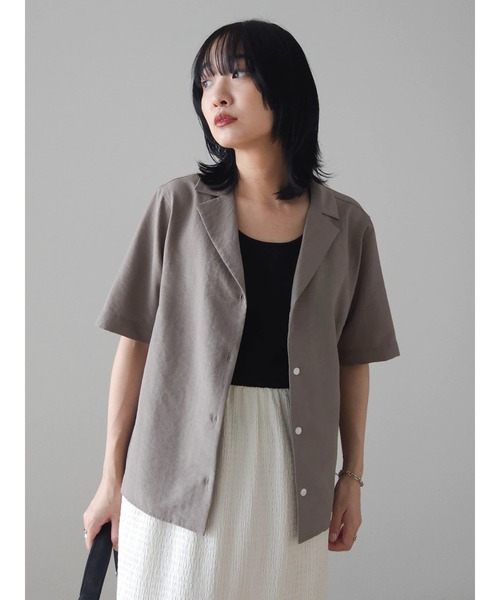 Green　Parks（グリーンパークス）の「接触冷感　開襟シャツ（シャツ/ブラウス・レディース・ライトベージュ/グリーン/モカ・FREE）」の8枚目の写真