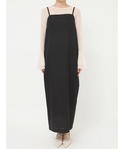 LAGUNAMOON（ラグナムーン）の「バッグラペルキャミワンピース（ワンピース・レディース・ベージュ/ブラック・SMALL/MEDIUM）」の5枚目の写真