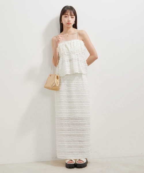 VIS(ビス)の「【洗える】フリンジジャガードビスチェ(キャミソール・レディース・ブラック/キナリ・FREE)」の7枚目の写真