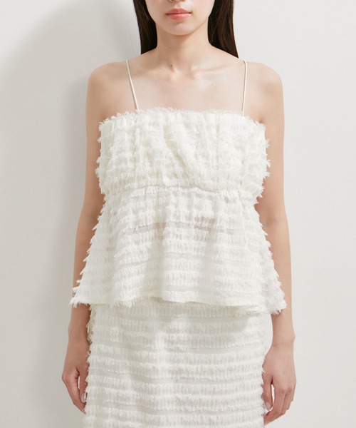 VIS(ビス)の「【洗える】フリンジジャガードビスチェ(キャミソール・レディース・ブラック/キナリ・FREE)」の22枚目の写真