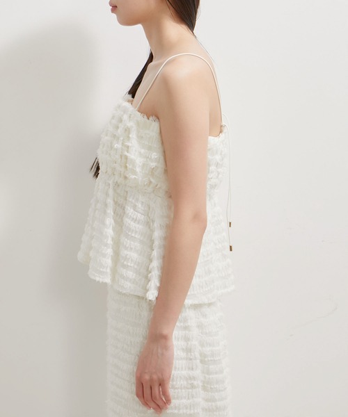 VIS(ビス)の「【洗える】フリンジジャガードビスチェ(キャミソール・レディース・ブラック/キナリ・FREE)」の21枚目の写真