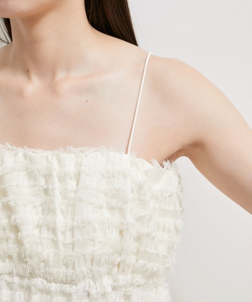 VIS(ビス)の「【洗える】フリンジジャガードビスチェ(キャミソール・レディース・ブラック/キナリ・FREE)」の18枚目の写真