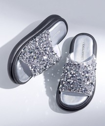 OFOF シルバー プラットフォームミュールサンダル プラットフォーム」に該当するレディースのサンダル（シルバー/銀色系